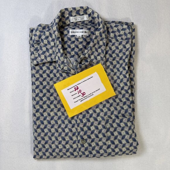 Pierre Cardin Mens Shirt Sz Medium Multicolor Short Sleeve Button Front Pocket - Picture 8 of 8